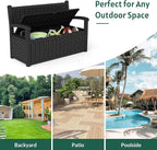 70 Gallon Outdoor Storage Bench, Deck Box Bench with Armrest, Lockable Outside Benches with Storage, Deck Boxes Waterproof for Pool Patio Garden (Black)