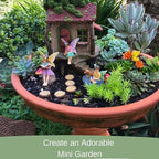 PRETMANNS Fairy House Kit - Fairy Garden Accessories for Outdoor Miniature Village Decor, with Three Fairies - House, 9’ High & Door can Open Wide - 4 Piece Supplies