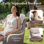 Luxury High Back Outdoor Furniture with 6-inch Extra Thick Cushions, Patio Furniture Set with Swivel Chairs, 5 PCS Wicker Conversation Set for Yard, Deck, Poolside, Brown/Beige