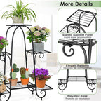 S AFSTAR 6-Tier Metal Plant Stand, Heavy-Duty Plant Display Stand Rack w/ Adjustable Footpads, Slatted Support Panel, Elevated Base, Decorative Flower Potted Holder Rack for Balcony, Living Room, Easy Assembly