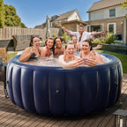 2-4 Person Inflatable Hot Tub - 73"x28" Round Portable Outdoor Spa with 146 Bubbling Jets & Smart Control,2 Contoured Headrest,Cup Holder and Cover, Blue