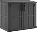 KAMABOKO Outdoor Storage Cabinet 36 Cu.Ft Outdoor Trash Can Storage Shed Waterproof Horizontal Storage Shed Outdoor Storage for Backyard, Patio, Poolside (Black)