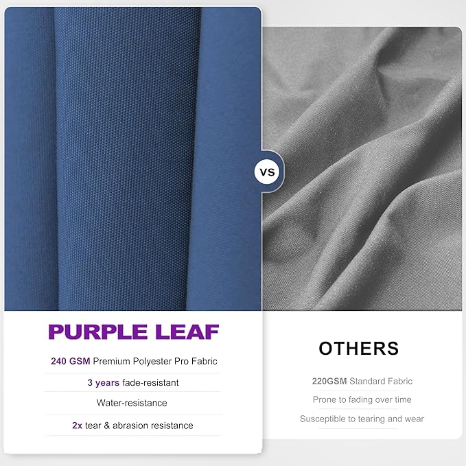 PURPLE LEAF 10' X 6.5' Swivel Outdoor Patio Aluminum Umbrella with Base Left-right Tilting Cantilever Offset Umbrella with UV Resistant Heavy Duty Fabric for Deck Pool Patio Backyard, Ocean Slate