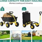 800lb Garden Dump Cart,Utility Wagon Wheelbarrows with Quick-Release System&4 Pneumatic Tires,Heavy Duty Yard Dump Wagon with Steel Frame for Yard,Farm,Garden and Christmas Hauling (Yellow)