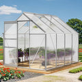 YITAHOME 6x8FT Polycarbonate Greenhouse Heavy Duty Green Houses Outdoor Aluminum Greenhouses with Sliding Doors Vent Window Walk-in Greenhouse Large Sun House for Garden Backyard, Matte Silver
