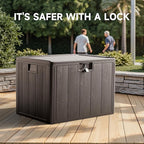 40 Gallon All-Weather Deck Box, Lockable Waterproof Resin Storage with UV Resistance for Patio Furniture, Garden Tools, Pool Accessories (Brown)