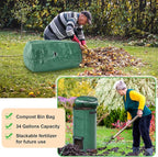 Berlune 6 Pcs Reusable Yard Waste Bags with Lid and Handles Extra Large Lawn Bags for Collecting Fall Leaves Heavy Duty Garden Trash Container for Camping Outdoor Debris Branches Grass(34 Gallon)