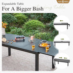 Sophia & William Expandable Patio Dining Table, Extra Large 99.2" L x 35.5" W Outdoor Dining Table for 6-10 Person Metal Rectangular Patio Table with E-Coating for Garden Porch Deck (Black)
