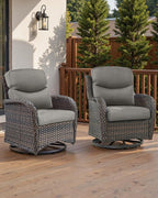 Pop 22x25/22x24 Outdoor Cushions for Patio Couch Chairs Set of 3 - High Back Comfy Outside Seat Cushions for Lawn Wicker Dining Rocker Glider Loveseat 3-Seater Sectional Sofa - Grey/Smile