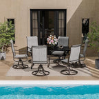UDPATIO Patio Swivel Dining Chairs Set of 6, Outdoor Dining Chairs High Back with All Weather Breathable Textilene, Metal Rocking Frame for Lawn Garden Backyard, Gray White