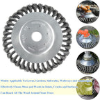 8'' Steel Wire Wheel Brush Weed Trimmer Head for Most Straight-Shaft String Trimmer & Brush Cutter & Weed Eater & Weed Wacker (with 2 Kinds of Blade Adapter Kit)