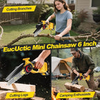 Cordless Electric Chainsaw, 6-Inch Mini Chainsaw 21V with 1 Battery, Battery-Powered Handheld Saw for Tree Trimming & Garden Maintenance