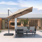 PURPLE LEAF 8' X 10' Left-right Tilting Outdoor Patio Umbrella Swivel Offset Cantilever Heavy Duty Rectangle Aluminu Umbrella with UV Resistant for Deck Pool Patio Backyard, Sand Dune