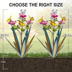TOMBABY Garden Outdoor Butterfly Enlarge Thickened Wind Resistant Metal Agave Garden Art Metal Plant Country Sculpture Statue Decorations Ornaments Artificial Waterproof Butterflies (Blue 3pcs)