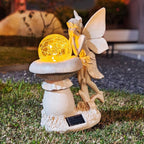 COWOS Solar-Powered Garden Fairy Statue, Handcrafted Resin Statue for Gardens & Special Occasions for Outdoor Patio Lawn Garden Clearance Decor, Memorial Gift, Yard Art, Sympathy Gift