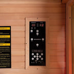 Woodbridge Infrared Home Sauna Room 2 Person Hemlock Wooden Indoor Sauna,7 Carbon 2230W/120V Heaters,with Led Color Therapy Light,Bluetooth Speaker,Tempered Glass,Touch-Tone Keypad and A Top Vent