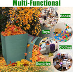 2 Packs Large Reusable Yard Waste Bags with Gloves, 53 Gallons Pletpet Garden Waste Bags Green Lawn and Leaf Bag Large Yard Dustpan-Type Garden Bag for Collecting Leaves, Fallen leaves and Waste