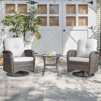 HUMMUH 5-Piece Patio Furniture PE Wicker Outdoor Conversation Set,All-Weather Rattan Swivel Rocker Chairs with Outdoor Couch Tables for Backyard,Poolside,Deck