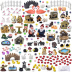 Tardigrade 200 Pieces Fairy Garden Accessories, Fairy Garden Kit, Fairy Tiny House, Miniature Gnome Figurines, Micro Landscape Ornaments DIY Mini Garden Outdoor Decor Resin Multi Color