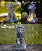 Nacome Guardian Lion Garden Statue: Outdoor Decor Sculpture with Ball Lights for Yard Art Porch Patio - Unique Birthday Gifts for Women Mom
