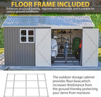 12x10 FT Outdoor Storage Shed with Floor Frame & Window, Heavy Duty Metal Garden Tool Shed with Double Lockable Doors, Waterproof Backyard Utility Shed for Bikes, Lawn Mowers, Tools, Equipment