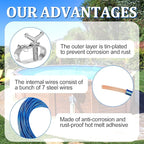 131ft Pool Cover Cable and Winch Kit Pool Covers for Above Ground Pools 10x16 Pool Cover Cable for Securing Above Ground Swimming Pool Covers(Blue)