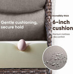 Swivel Patio Chairs sofa Set of 4 with 6" Thick Cushion - Wicker Outdoor Swivel Rocker Patio Chair ,Sofa/Glass coffee table, High Back Comfortable Outdoor Glider Chairs - Brown Wicker Grey Cushions