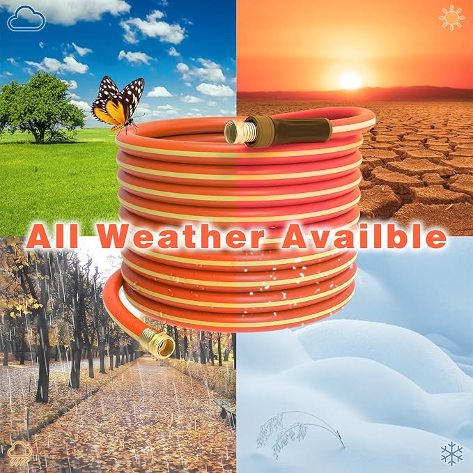 Garden Hose 25ft x 5/8",Short Garden Water Hose Heavy Duty,Flexible,Lightweight Hybrid Hose with Swivel Handle,3/4'' Brass Fittings,Hybrid Rubber Hose for Backyard