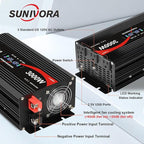 3000 Watt Inverter with LCD Display 12V DC to 110V/120V AC 60HZ Car Power Inverter with 3 AC Outlets & Dual USB Ports for Car RV Truck Camping