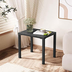 Crestlive Products Outdoor Side Table,Aluminum Rectangular Side/End Table, Small Patio Coffee Bistro Table for Outdoor Indoor (Black)