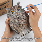 8.3" Realistic Owl Statue for Indoor & Outdoor Decoration, Effective Birds Deterrent for Garden, Patio, Yard, Fake Owl Suitable for Home Decor (Brown)