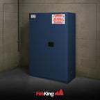 FireKing Blue Flammable Safety Cabinet, Corrosives Flammable Storage Cabinet, 45 Gallon Steel Safety Cabinets with Manual Door for Commercial, Industrial & Home Use, 43" x 18" x 65"