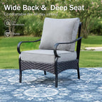 PHI VILLA Outdoor Wicker Chairs Sofa of 2, All Weather High Back Rattan Chairs 2 Seats with Comfy Cushions for Porch Deck