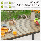 Sophia & William Outdoor Patio Dining Set for 6 | Outdoor Table and Chairs | Removable Seat Cushions | 4 Fixed Chairs | 2 Swivel Patio Dining Chairs | 64" Metal Tabletop with Wood Texture