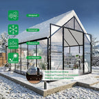 8x12 FT Greenhouse for Outdoors, Polycarbonate Green House with Adjustable Roof Vent and Rain Gutter, Aluminum Large Walk-in Greenhouse with Quick Setup Structure for Outside Garden Backyard Patio
