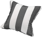 Outdoor Throw Pillow with Insert 18x18 Inch, Set of 2, Piping Edge Waterproof Fade Resistant Decorative Fluffy Pillows for Patio Furniture Chair Bench Couch Sofa - Black Ivory Striped