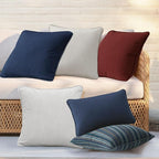 Outdoor Sunbrella Decorative Throw Pillow Covers Only, Pack of 4, 17"x17" & 20"x12" Water Repellent Replacement Lumbar Pillow Case for Patio, Couch, Sofa and Patio Furniture, Specrtum Indigo
