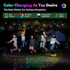 Outdoor String Lights Color Changing - 48FT Sync with Music Led Patio Lights Outdoor Waterproof with App and Remote Hanging 15 RGB Bulb Create Ambience for Garden, Cafe, Backyard, Christmas, Party