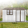 10x8FT Outdoor Metal Storage Shed with Window & Pent Roof – Heavy-Duty Steel Garden Shed, Secure Hinged Door, Weatherproof for Tools, Bikes & Lawn Equipment