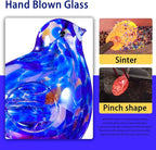 Solar Bird Garden Stake Lights - Hand Blown Glass Decorative Garden Pathway Lights Outdoor Waterproof Bird Glass Stakes (Dark Blue)