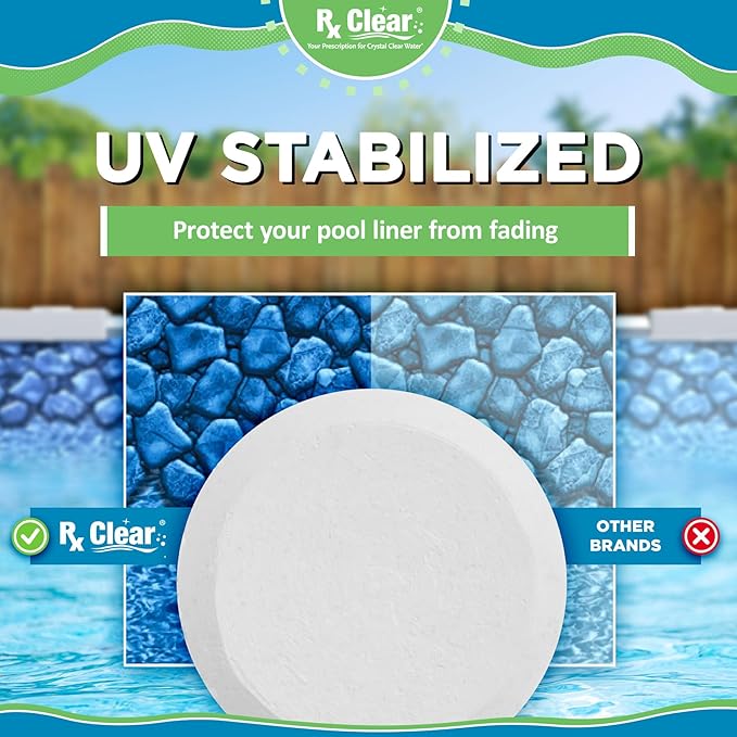 Rx Clear 1" Inch Chlorine Tabs | 10 Pounds | Use Tablets as Bactericide, Algaecide, & Disinfectant in Swimming Pools | Stabilized, Long Lasting, Slow Dissolving, & UV Protected