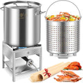 ARC 84QT Stainless Steel Seafood Boil Pot with 200,000BTU Propane Burner, w/Basket for Outdoor Deep Fryer, Large Cooking Pot for Turkey Fryer, Crab, Crawfish, Shrimp, Lobster Boiling Stock Pot