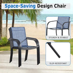 Patio Chairs Set of 8, Outdoor Dining Chairs with Breathable Textilene Fabric, Stackable Patio Chairs for Lawn, Garden, Backyard, Poolside, Blue