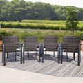Outdoor Dining Chairs Set of 8, Stackable Patio Chairs with Woven Rattan Back & Seat, Perfect for Patio, Garden, or Deck, Rattan Gray Brown