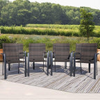 Outdoor Dining Chairs Set of 8, Stackable Patio Chairs with Woven Rattan Back & Seat, Perfect for Patio, Garden, or Deck, Rattan Gray Brown