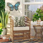 LIFFY Metal Butterfly Outdoor Decor 12" Hanging Glass Butterflies Wall Decor Garden Art Decorative Ornaments Outside Indoor Home Decor for Living Room Bedroom Patio Fence