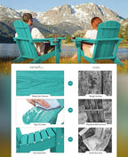 SERWALL Adirondack Chair with Cup Holders - Composite Adirondack Chairs Set of 8 HDPE Outdoor Chairs All Weather Use- Aruba
