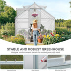 YITAHOME 6x8FT Polycarbonate Greenhouse Heavy Duty Green Houses Outdoor Aluminum Greenhouses with Sliding Doors Vent Window Walk-in Greenhouse Large Sun House for Garden Backyard, Matte Silver