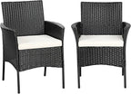 HAPPYGRILL 2 Pieces Patio Chairs Set Outdoor Rattan Wicker Single Armchair PE Furniture Sofa Set with Cushions