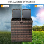 VINGLI 72 Gallon Outdoor Trash Can with Convenient Lid, Rattan Garbage Container with Side Hook, Weatherproof Patio Trash Can for Graden, Yard, Patio, Brown
